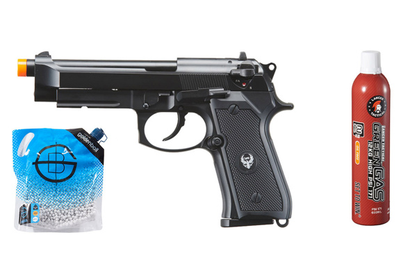 HFC M9 Full-Auto Metal GBB Airsoft Pistol Green Gas Combo