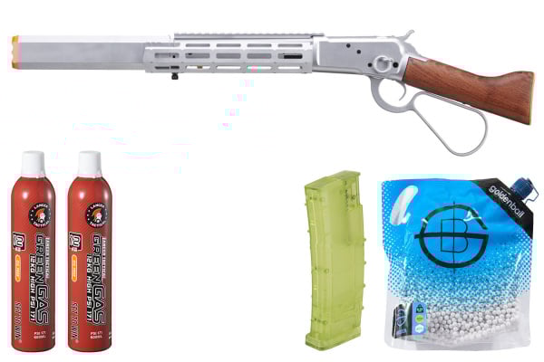 Atlas Custom Works M1873 "Mares Leg" Lever Action Gas Airsoft Rifle Combo (Silver)