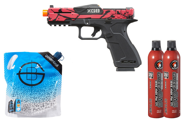 Poseidon CSI XG8 GBB Airsoft Pistol Green Gas Combo (Red/Black/Splash)