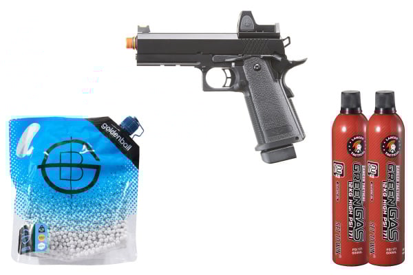 Raven 4.3 Hi-Capa GBB Airsoft Pistol W/ Red Dot Green Gas Combo