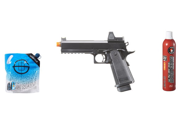 Raven 5.1 Hi-Capa w/ Red Dot GBB Airsoft Pistol Green Gas Combo