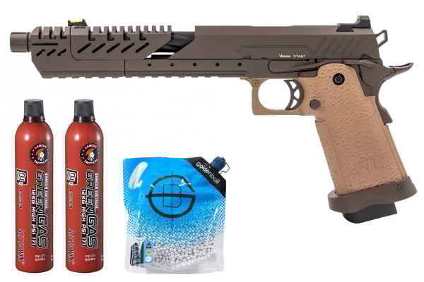 Vorsk 7.0 Titan Hi-Capa GBB Airsoft Pistol Green Gas Combo (Tan/Bronze)