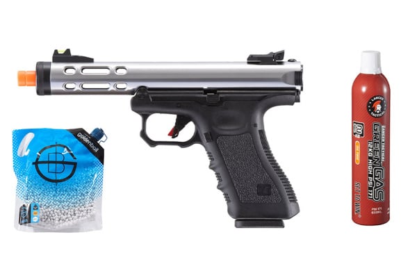 WE-Tech Galaxy G-Series GBB Airsoft Pistol Green Gas Combo (Silver/Black)