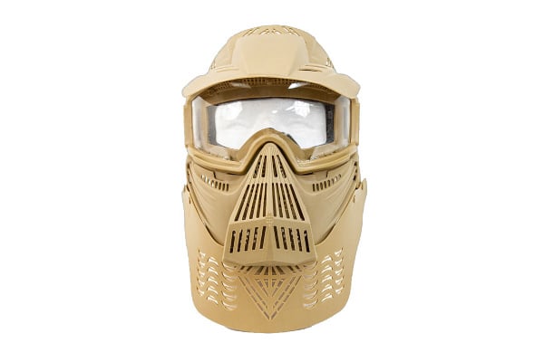Bravo Airsoft Full Face Mask with Poly Lens & Neck Protection ( Tan )