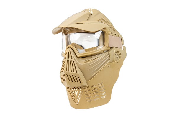 Bravo Airsoft Full Face Mask with Poly Lens & Neck Protection ( Tan )