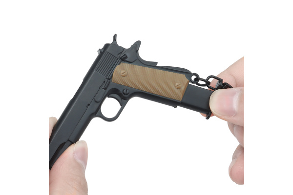 Tac 9 Tactical Detachable Mini 1911 Pistol Keychain with Holster (Black & Tan)