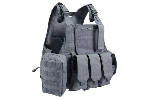 Lancer Tactical 600D Assault Tactical Vest (Grey)