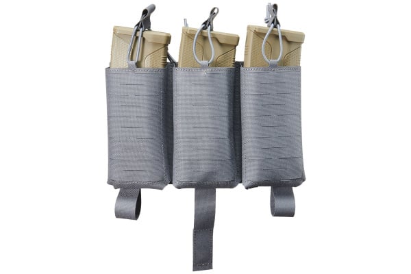 Lancer Tactical Buckle Up Laser Cut Triple AR/AK Magazine Pouch (Gray)