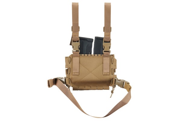 Lancer Tactical MOLLE Drop Leg Panel w/ Double Magazine Pouches (Tan)