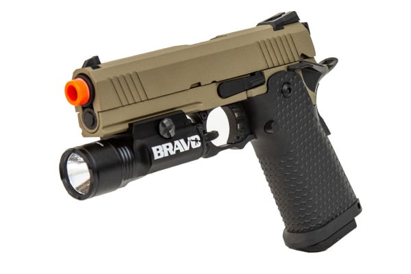 JAG Arms 4.3 GM4 Gen. 2 Gas Blow Back Airsoft Pistol  Flashlight Package ( Tan / Black )
