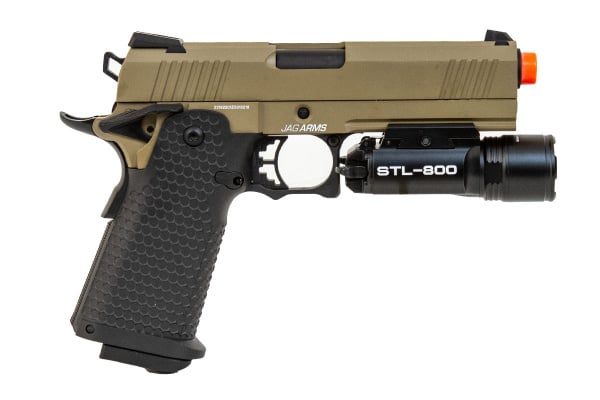 JAG Arms 4.3 GM4 Gen. 2 Gas Blow Back Airsoft Pistol  Flashlight Package ( Tan / Black )