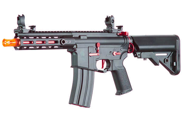 Lancer Tactical Gen 2 Hellion M-LOK 7" M4 AEG Airsoft Rifle Core Series (Black & Red)