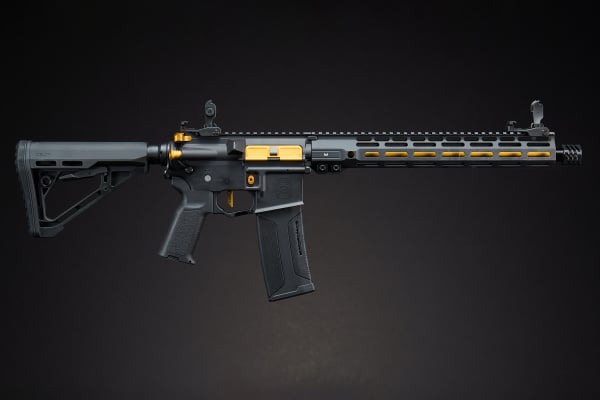MAYO GANG MGC4 MK2 FULL METAL M4 AEG W/ ETU AIRSOFT RIFLE (BLACK & GOLD)