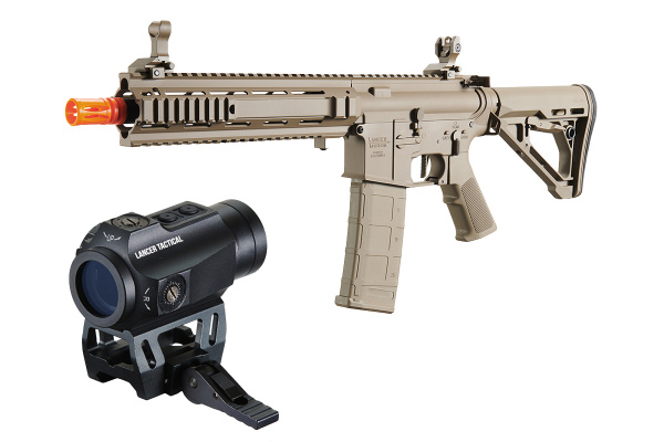 Lancer Tactical Gen 4 L119A2 Full Metal M4 AEG Airsoft Rifle Optic Combo (Tan)