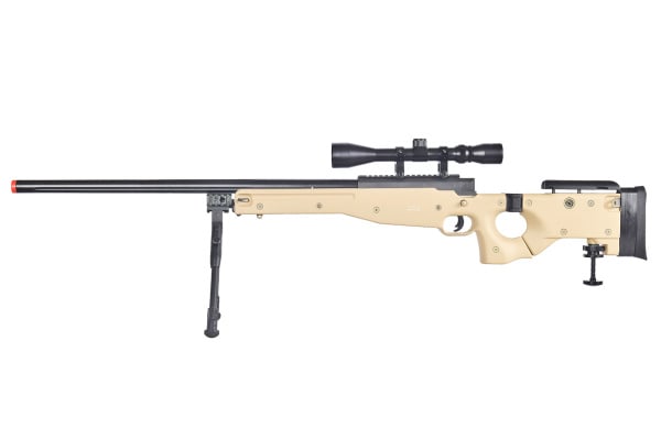 WELL MB08TAB L96 AWP Bolt Action Airsoft Rifle With Folding Stock, Bipod, And Scope ( Tan )