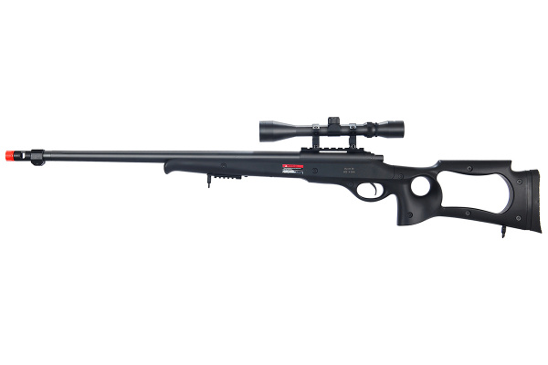 WELL MB10BA Bolt Action Airsoft Rifle With Fluted Barrel And Scope ( Black )