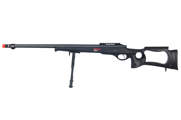 WELL MB10BBIP Bolt Action Airsoft Rifle With Fluted Barrel And Bipod ( Black )
