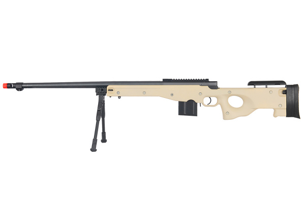 WELL MB4402TBIP Bolt Action Airsoft Rifle With Fluted Barrel And Bipod ( Tan )