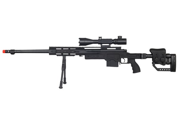 Well MB4411BAB2 Spring Bolt Action Airsoft Rifle w/ Illuminated Scope & Bipod ( Black )