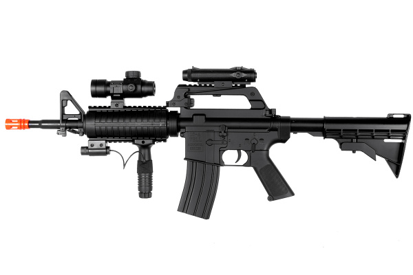 Well M733 RIS Carbine Spring Airsoft Rifle Flashlight & Laser Package ( Black )