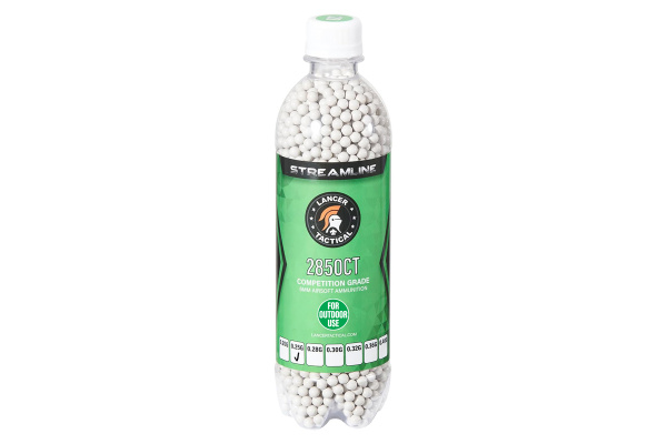 Lancer Tactical 2850 Round .25G Streamline Competition Grade Outdoor BBs (White)