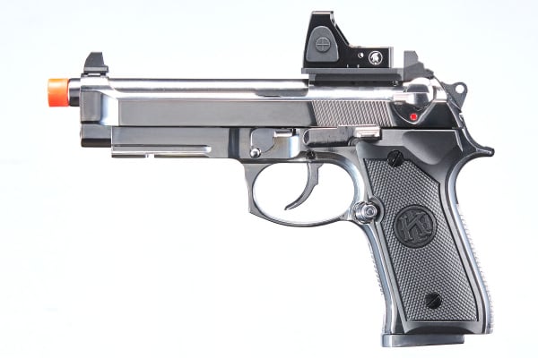 KLI KL92 A1 OR Dual Power CO2 GBB Airsoft Pistol Red Dot Combo (Silver)