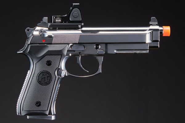 KLI KL92 A1 OR Dual Power CO2 GBB Airsoft Pistol Red Dot Combo (Silver)