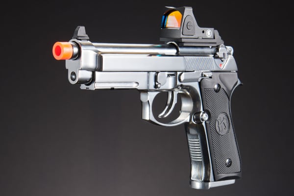 KLI KL92 A1 OR Dual Power CO2 GBB Airsoft Pistol Red Dot Combo (Silver)