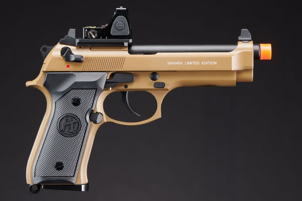 KLI KL92 OR Dual Power CO2 GBB Airsoft Pistol Red Dot Combo (Tan)