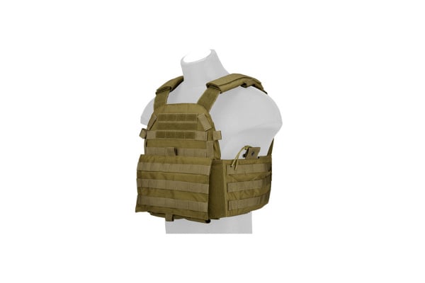 TMC Airsoft Tactical Plate Carrier w/ Molle & Mag Pouch ( Khaki )