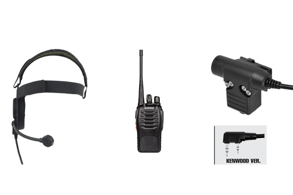 Baofeng BF-888S Radio, Bowman EVO III Headset, & Z113KEN PTT Set ( Black )