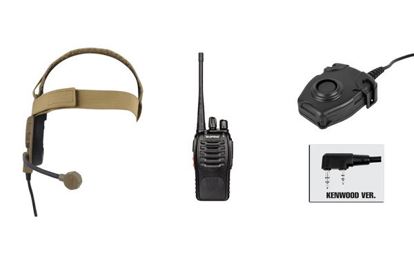 Baofeng BF-888S Radio, Bowman EVO III Headset, & Z112KEN PTT Set ( Black / Coyote )