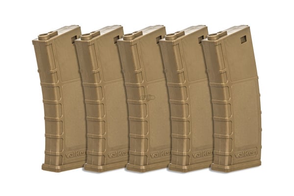 Valken RMAG M4 / M16 140 rd. AEG Mid Capacity Thermold Magazine - 5 Pack ( Tan )
