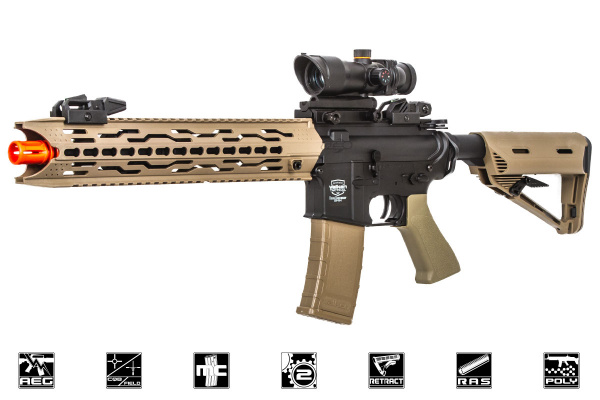 Valken Battle Machine TRG-L V2.0 M4 Carbine AEG Airsoft Rifle ( Black / Tan )