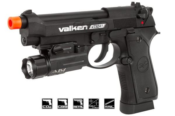 Valken VT 92 A1 M9 Pistol CO2 Blowback Airsoft Pistol ( Black )