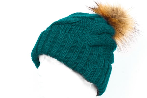 Tenergy Bluetooth Braid Beanie w/ Fur Pom Pom ( Teal )