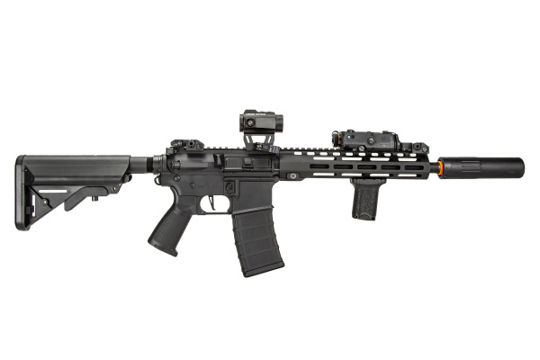 Classic Army Skirmish ECS ML10 M4 M-LOK Carbine AEG Airsoft Rifle Field Ready Combo ( Black )