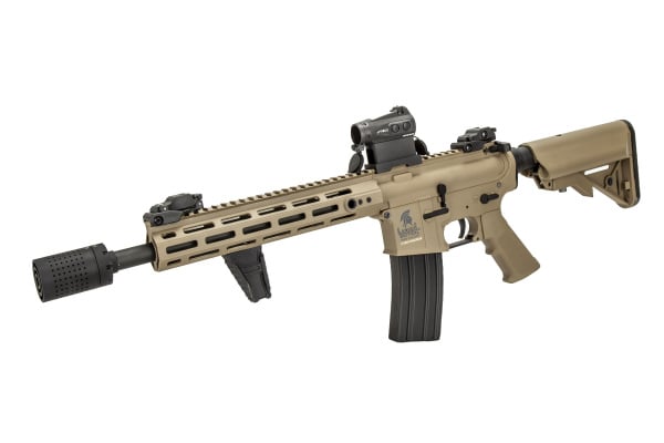 Lancer Tactical Gen 2 Hellion M-LOK LT-32XA10-G2 10" M4 AEG Airsoft Rifle Field Ready Combo (Tan)