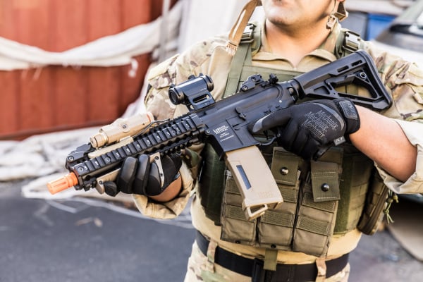 Lancer Tactical Proline ETU MK18 Full Metal Airsoft AEG Rifle Field Ready Combo (Black)