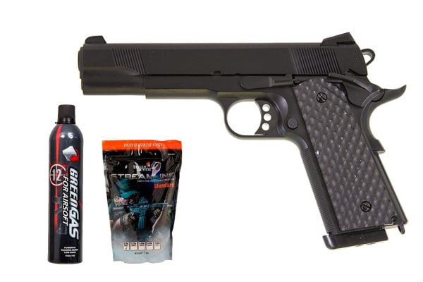 Raven Airsoft MEU 1911 GBB Airsoft Pistol Starter Package (Black)