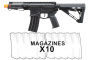 Zion Arms Full Metal R15 Short Barrel AEG Airsoft Rifle W/ ETU 10 Pack Mag Combo (Black)