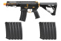 Zion Arms Full Metal R15 Short Barrel AEG Airsoft Rifle W/ ETU 10 Pack Mag Combo (Black & Gold)
