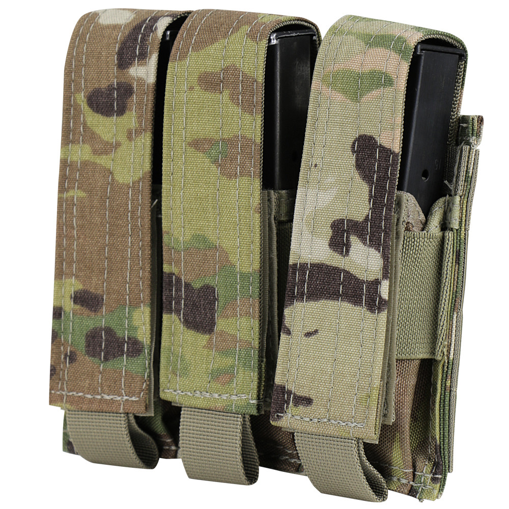 VISM Black Nylon Triple Pistol Magazine Pouch For Beretta 92/96/PX4/PX9 – MOLLE Compatible